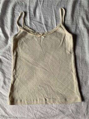 Brandy Melville Cream Lace-Trim Cami Tank Top